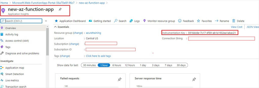 Application insight resource